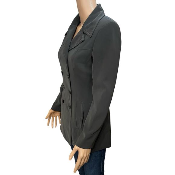 Y2K Bebe Double Breasted Pea Coat Jacket Size 2 Gray Classic Minimalist Preppy - Picture 3 of 11